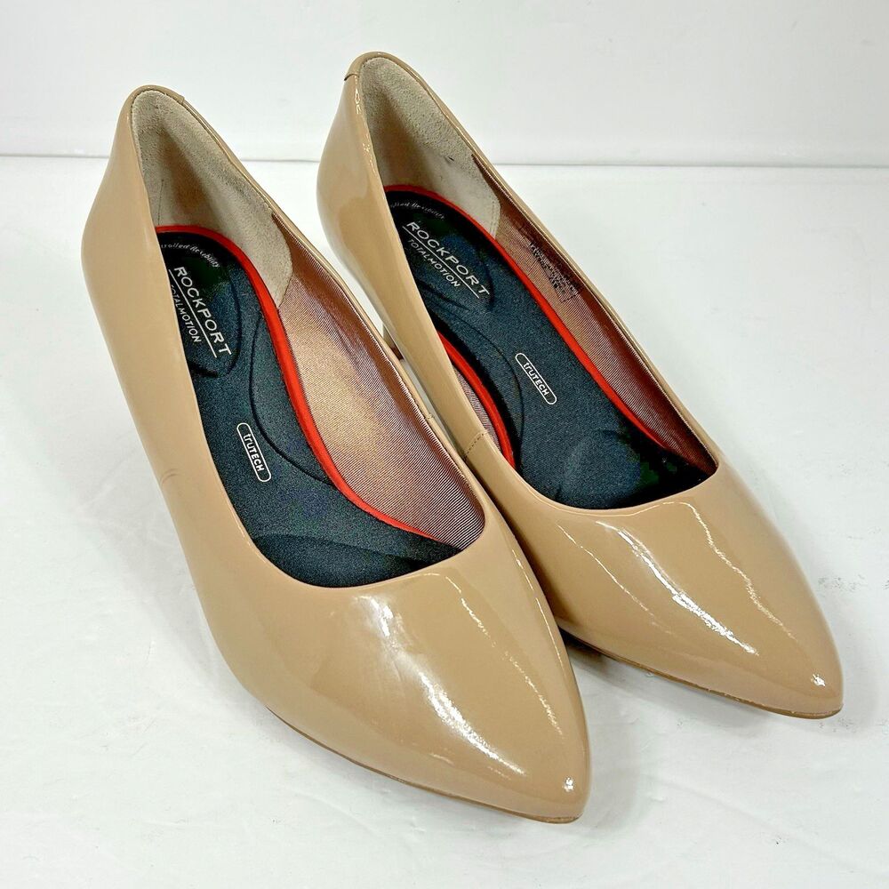 Rockport Total Motion Womens Size 9.5M Pump Shoes Beige Patent Leather V80237